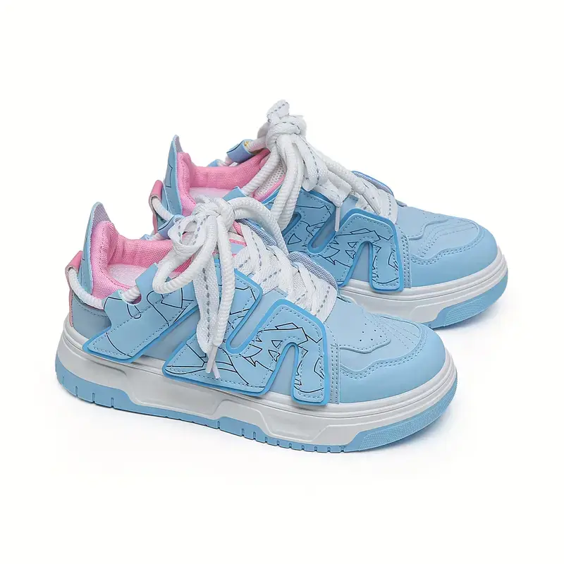 Zapatillas deportivas casuales de bloque de color para mujeres, zapatillas deportivas de moda con plataforma y cordones, zapatos de skate versátiles de bajo perfil's photo #1