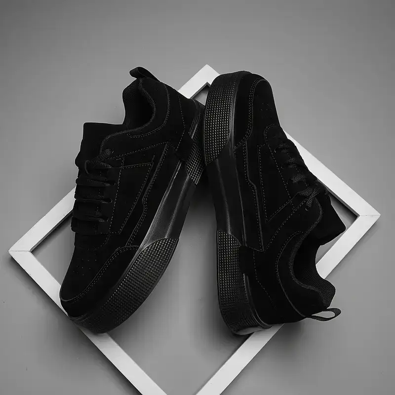 Zapatos De Skate Sólidos De Moda Para Hombres, Cómodos Y Antideslizantes, Zapatillas Casuales Con Cordones Para Actividades Al Aire Libre Para Hombres — imagen 6