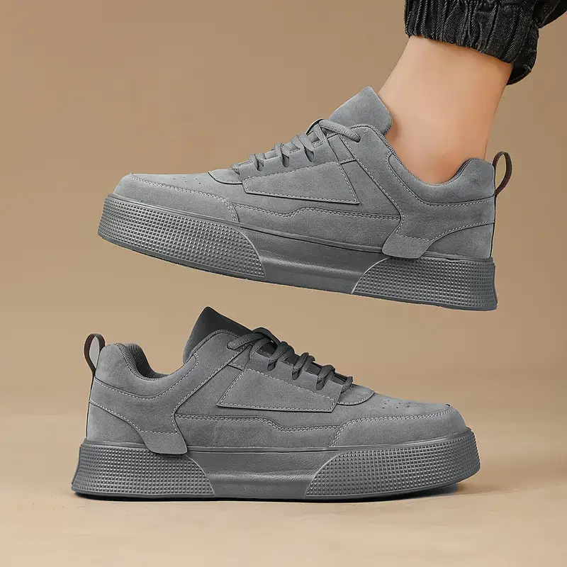 Zapatos De Skate Sólidos De Moda Para Hombres, Cómodos Y Antideslizantes, Zapatillas Casuales Con Cordones Para Actividades Al Aire Libre Para Hombres — imagen 2