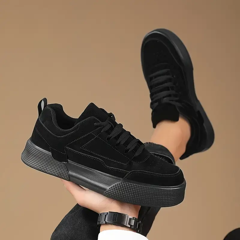 Zapatos De Skate Sólidos De Moda Para Hombres, Cómodos Y Antideslizantes, Zapatillas Casuales Con Cordones Para Actividades Al Aire Libre Para Hombres — imagen 5