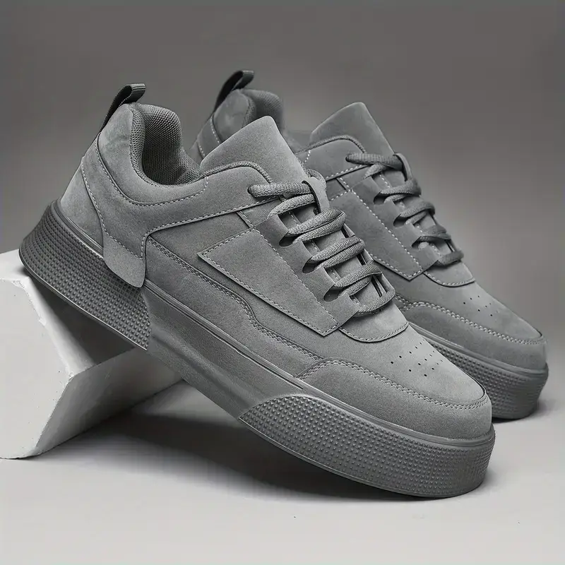 Zapatos De Skate Sólidos De Moda Para Hombres, Cómodos Y Antideslizantes, Zapatillas Casuales Con Cordones Para Actividades Al Aire Libre Para Hombres — imagen 3