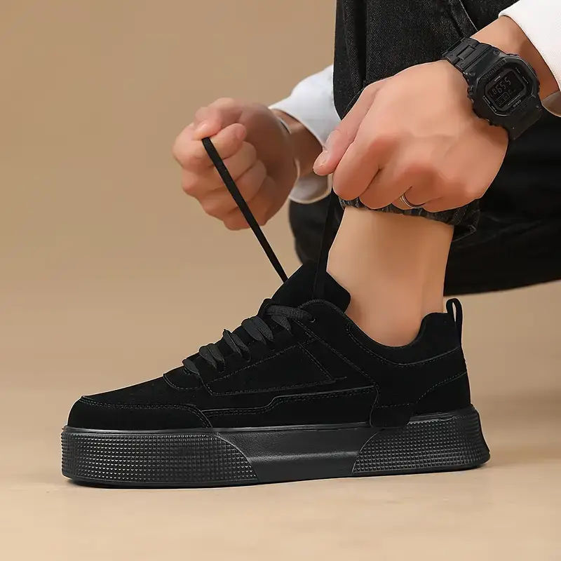 Zapatos De Skate Sólidos De Moda Para Hombres, Cómodos Y Antideslizantes, Zapatillas Casuales Con Cordones Para Actividades Al Aire Libre Para Hombres — imagen 4