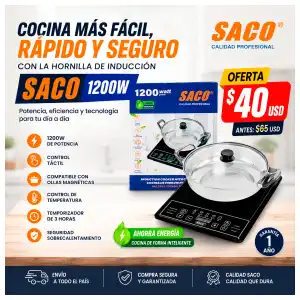 Hornilla de Inducción SACO 1200W miniatura 3