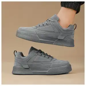Zapatos De Skate Sólidos De Moda Para Hombres, Cómodos Y Antideslizantes, Zapatillas Casuales Con Cordones Para Actividades Al Aire Libre Para Hombres miniatura 2