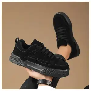 Zapatos De Skate Sólidos De Moda Para Hombres, Cómodos Y Antideslizantes, Zapatillas Casuales Con Cordones Para Actividades Al Aire Libre Para Hombres miniatura 5
