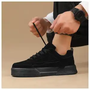 Zapatos De Skate Sólidos De Moda Para Hombres, Cómodos Y Antideslizantes, Zapatillas Casuales Con Cordones Para Actividades Al Aire Libre Para Hombres miniatura 4